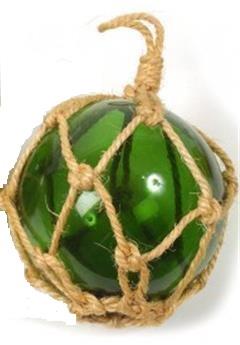 Boule de chalut décorative en verre et cordage tressé 15cm Vert