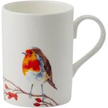 Chope en porcelaine Bone China décor Rouge Gorge collection Lucy Birds 300ml