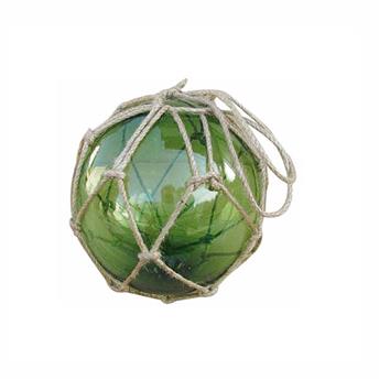 Boule de chalut décorative verte en verre et cordage tressé 12.5cm Vert