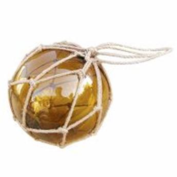 Boule de chalut décorative en verre et cordage tressé 12.5cm Ambre
