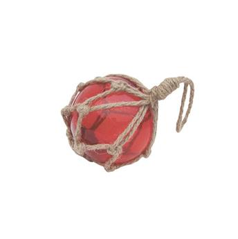 Boule de chalut décorative en verre et cordage tressé 7.5cm Rouge