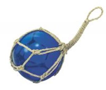 Boule de chalut décorative en verre et cordage tressé 10cm Bleu marine