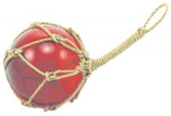 Boule de chalut décorative en verre et cordage tressé 10cm Rouge