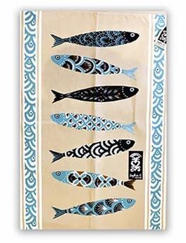 TORCHON 47 x 64 cm SARDINES FLEURIES