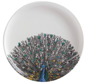 Assiette en porcelaine motif Paon FERLAZZO diamètre 20cm