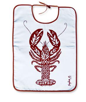 Bavoir à homard couleur rouille 100% coton 54 x 41cm